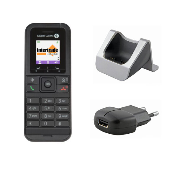 Bundle: Alcatel 8232s DECT handset (3BN67330AB) set incl. charger cradle (3BN67331AB) and EU power supply (3BN67335AA)